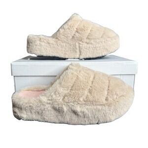 Free People It's A Vibe Platform Slip On Slides Slippers Polar Bear Size 8